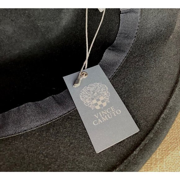 Vince Camuto Women's Ribbon Cloche Hat 100% Wool Black NWT - Picture 7 of 8